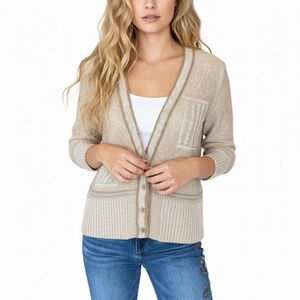 Vintage Patty Woodard Tan Brown Knit Cardigan Sweater